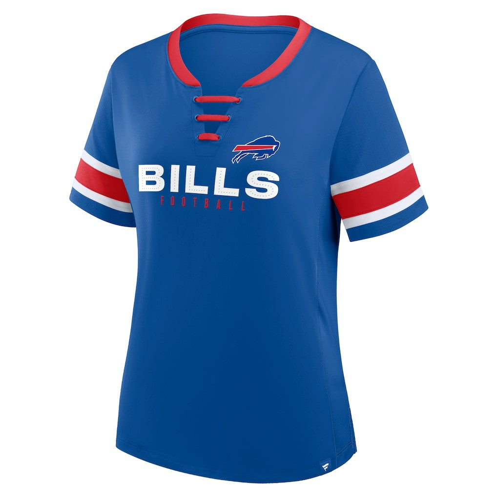 Buffalo Bills Women's Plus Size Red Zone Athena Lace-Up V-Notch Neck T-Shirt Royal