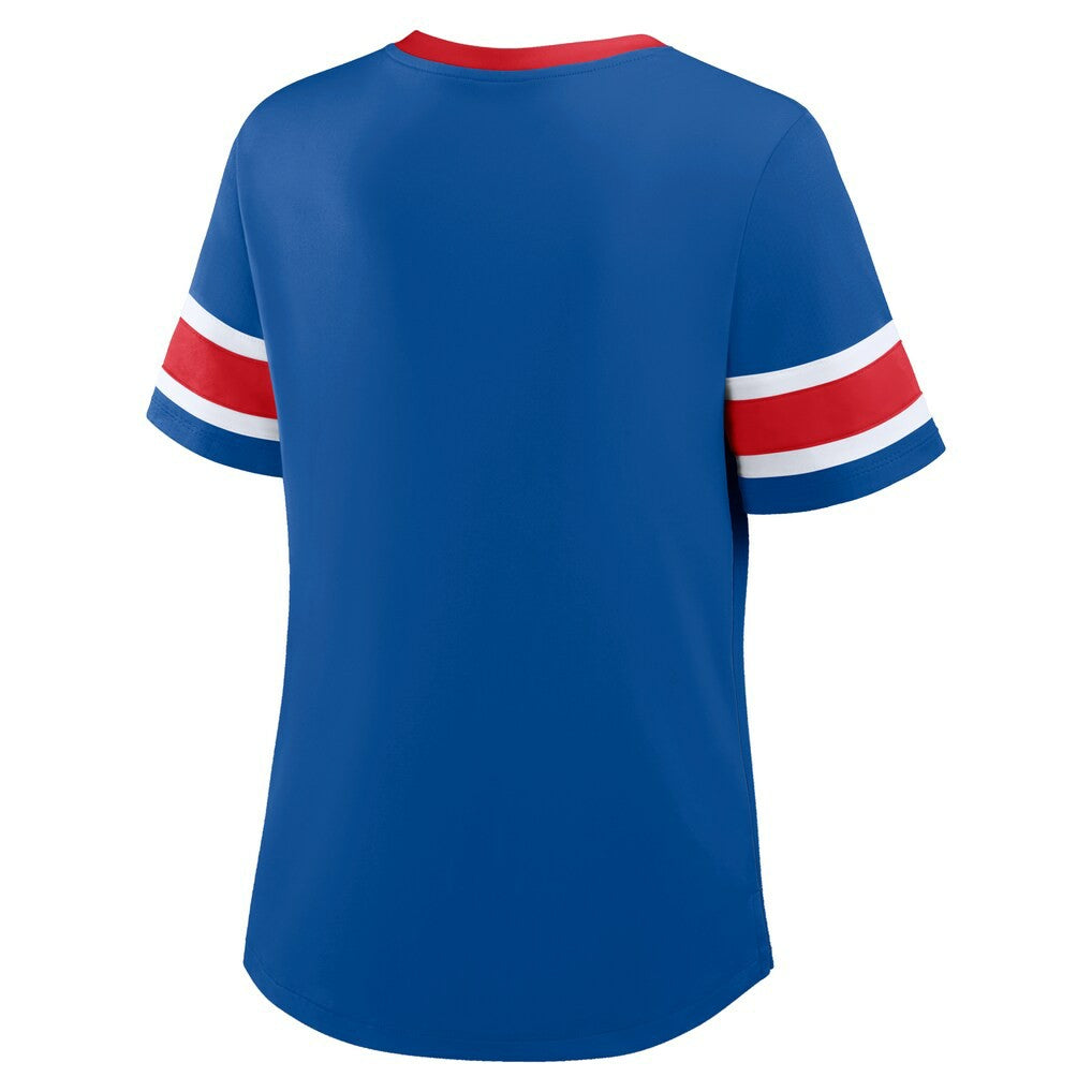 Buffalo Bills Women's Plus Size Red Zone Athena Lace-Up V-Notch Neck T-Shirt Royal