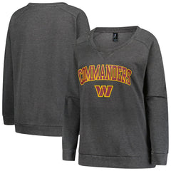 Washington Commanders Profile Women's Plus Size Acid Wash Raglan Sweatshirt Charcoal