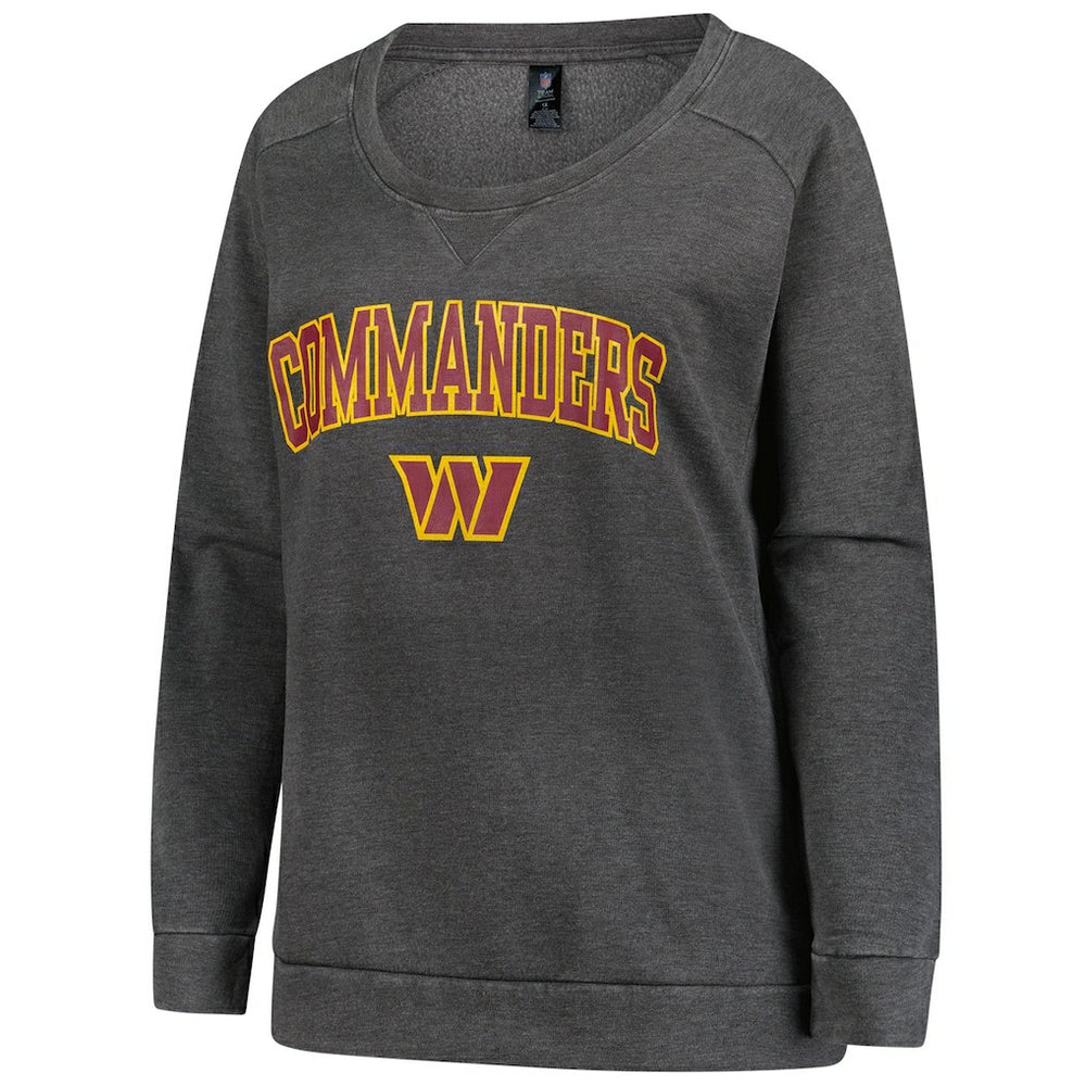 Washington Commanders Profile Women's Plus Size Acid Wash Raglan Sweatshirt Charcoal