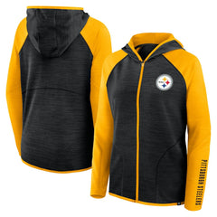 Pittsburgh Steelers Women's Plus Size End Around Pass Full-Zip Hoodie Black