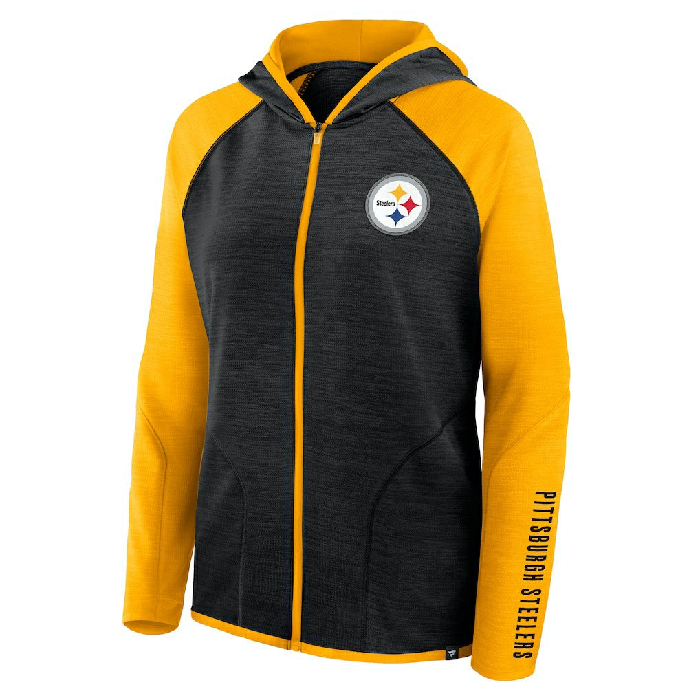 Pittsburgh Steelers Women's Plus Size End Around Pass Full-Zip Hoodie Black