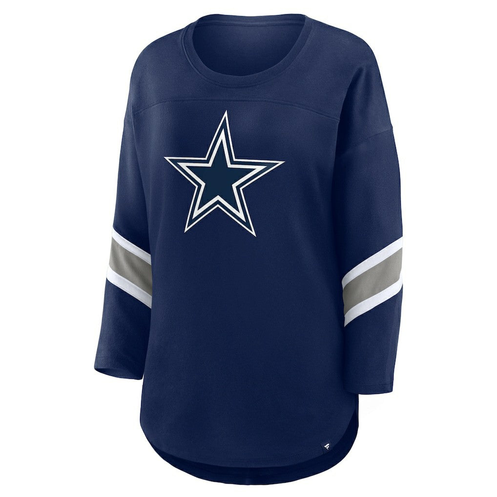 Dallas Cowboys Women's Plus Size Redzone 3/4-Sleeve Scoop Neck T-Shirt Navy