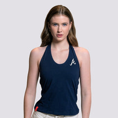 Atlanta Braves Lusso Women's Noelle V-Neck Tank Top - Navy Tanks