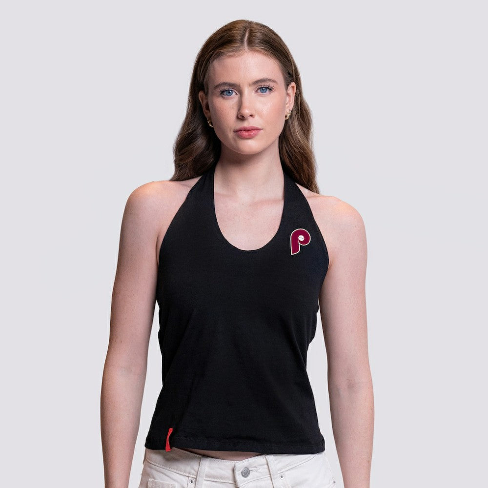 Philadelphia Phillies Lusso Women's Noelle V-Neck Tank Top - Black Tanks