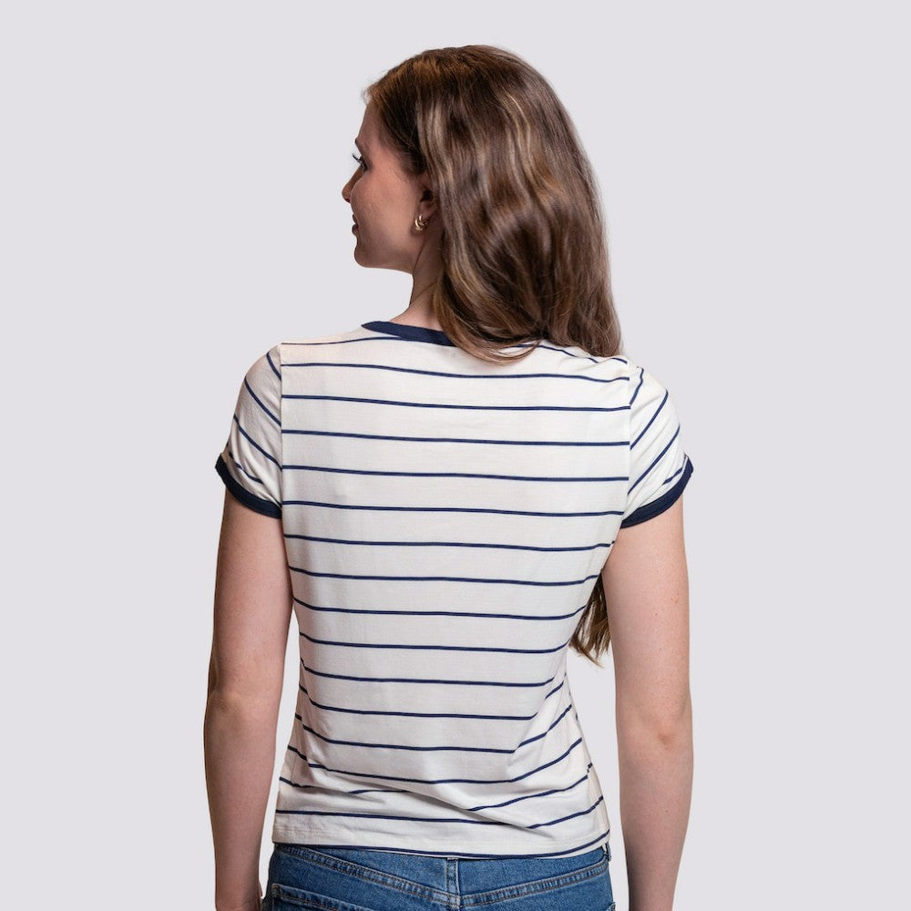San Diego Padres Lusso Women's Natasha Striped T-Shirt - White T-shirts