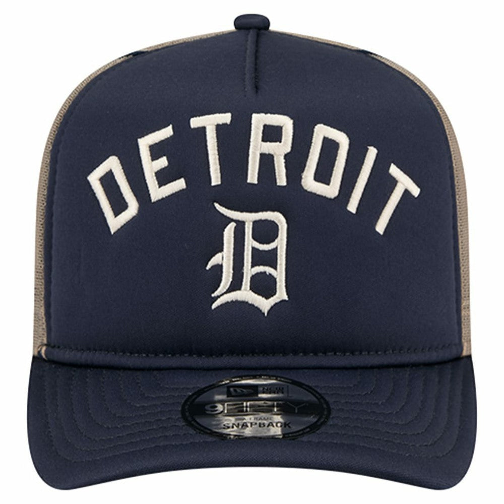 Detroit Tigers New Era Vintage Arched Foam Front 9FIFTY A-Frame Adjustable Trucker Hat - Navy Hats
