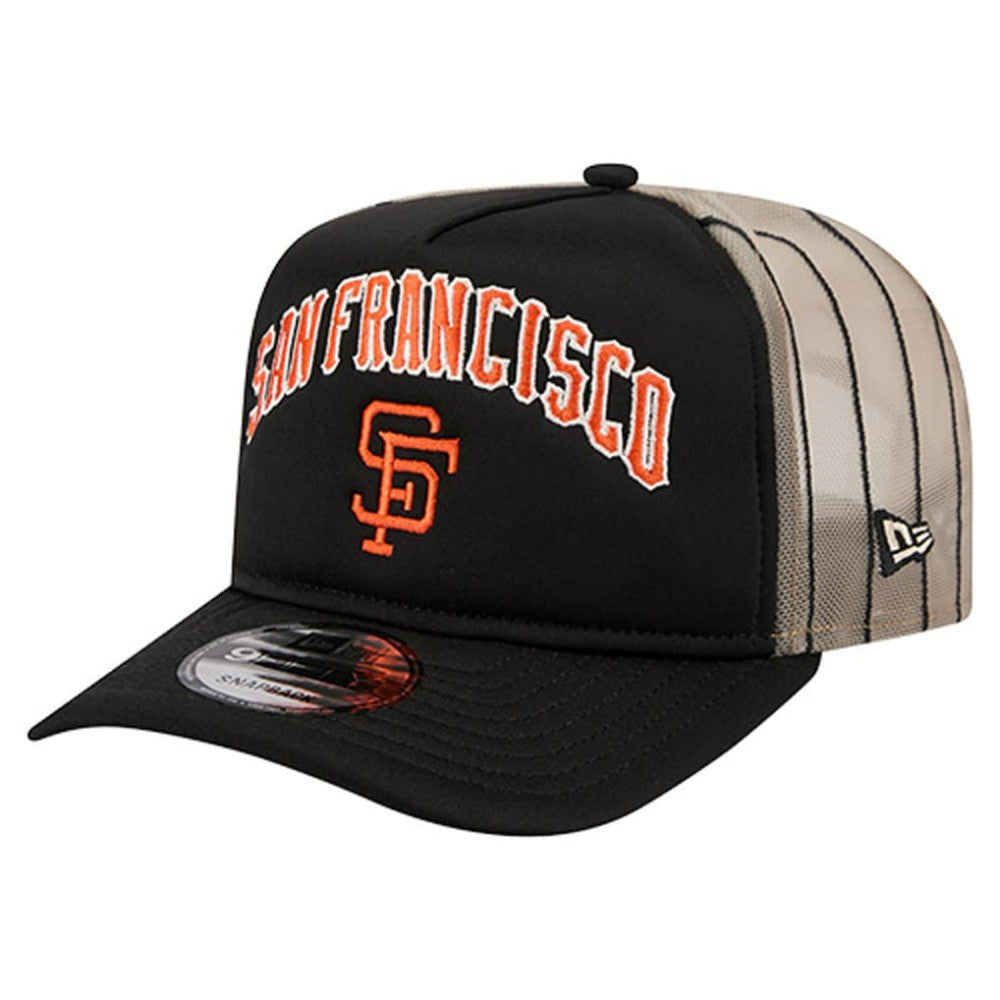 San Francisco Giants New Era Vintage Arched Foam Front 9FIFTY A-Frame Adjustable Trucker Hat - Black Hats