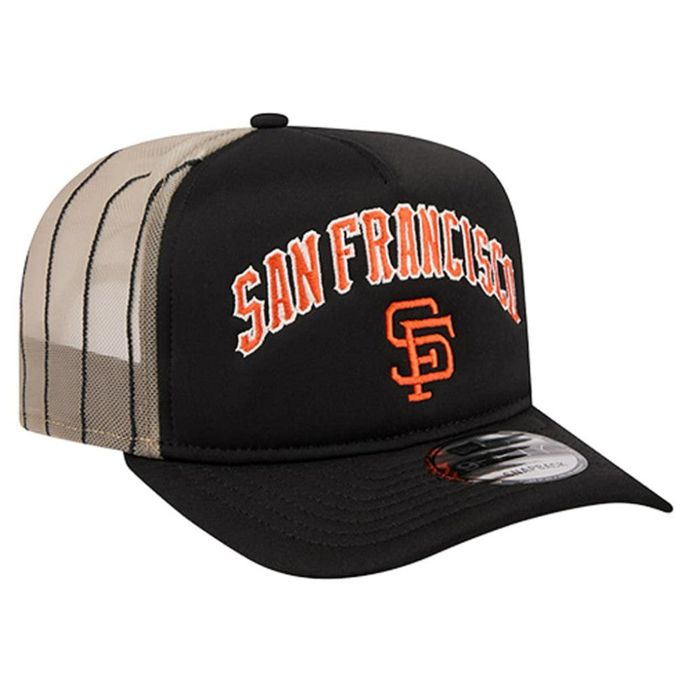 San Francisco Giants New Era Vintage Arched Foam Front 9FIFTY A-Frame Adjustable Trucker Hat - Black Hats