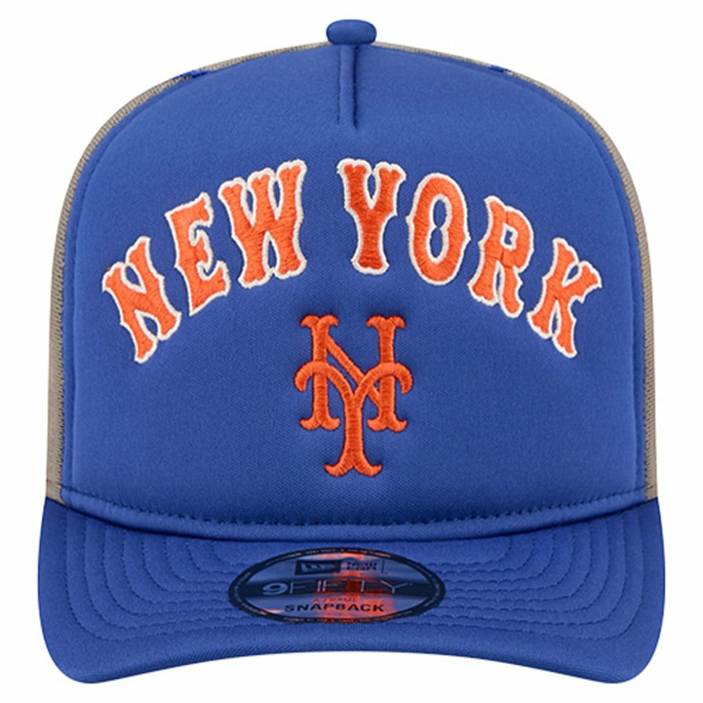 New York Mets New Era Vintage Arched Foam Front 9FIFTY A-Frame Adjustable Trucker Hat - Royal Hats