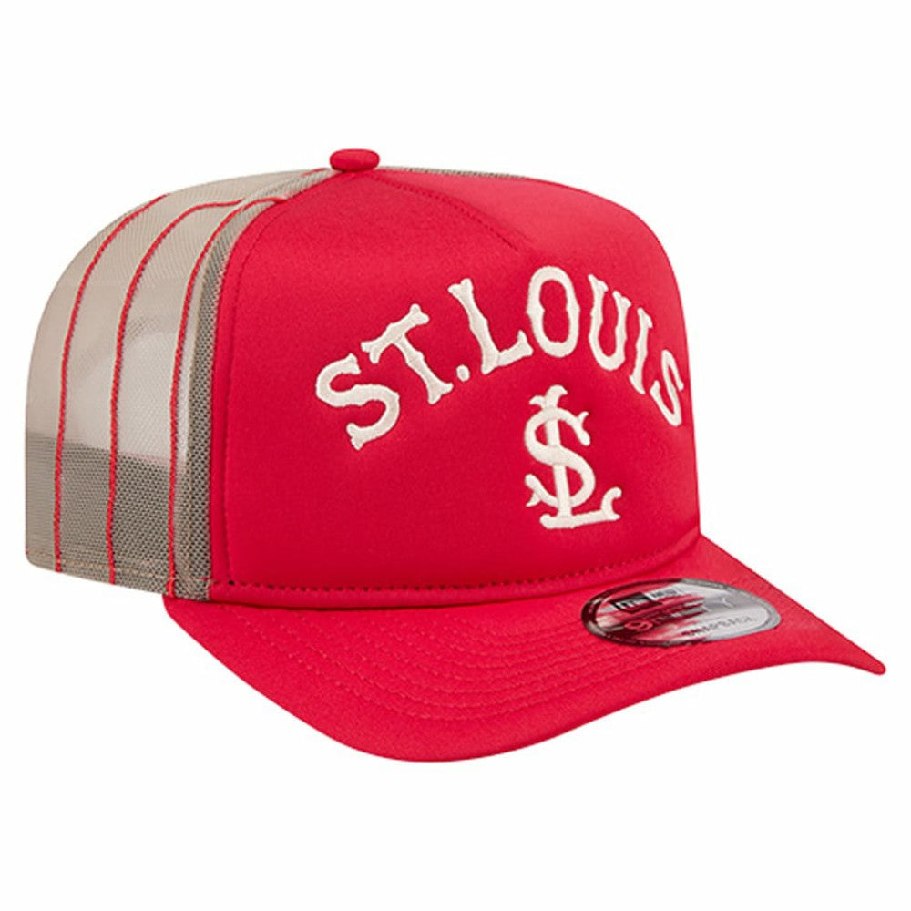 St. Louis Cardinals New Era Vintage Arched Foam Front 9FIFTY A-Frame Adjustable Trucker Hat - Red Hats