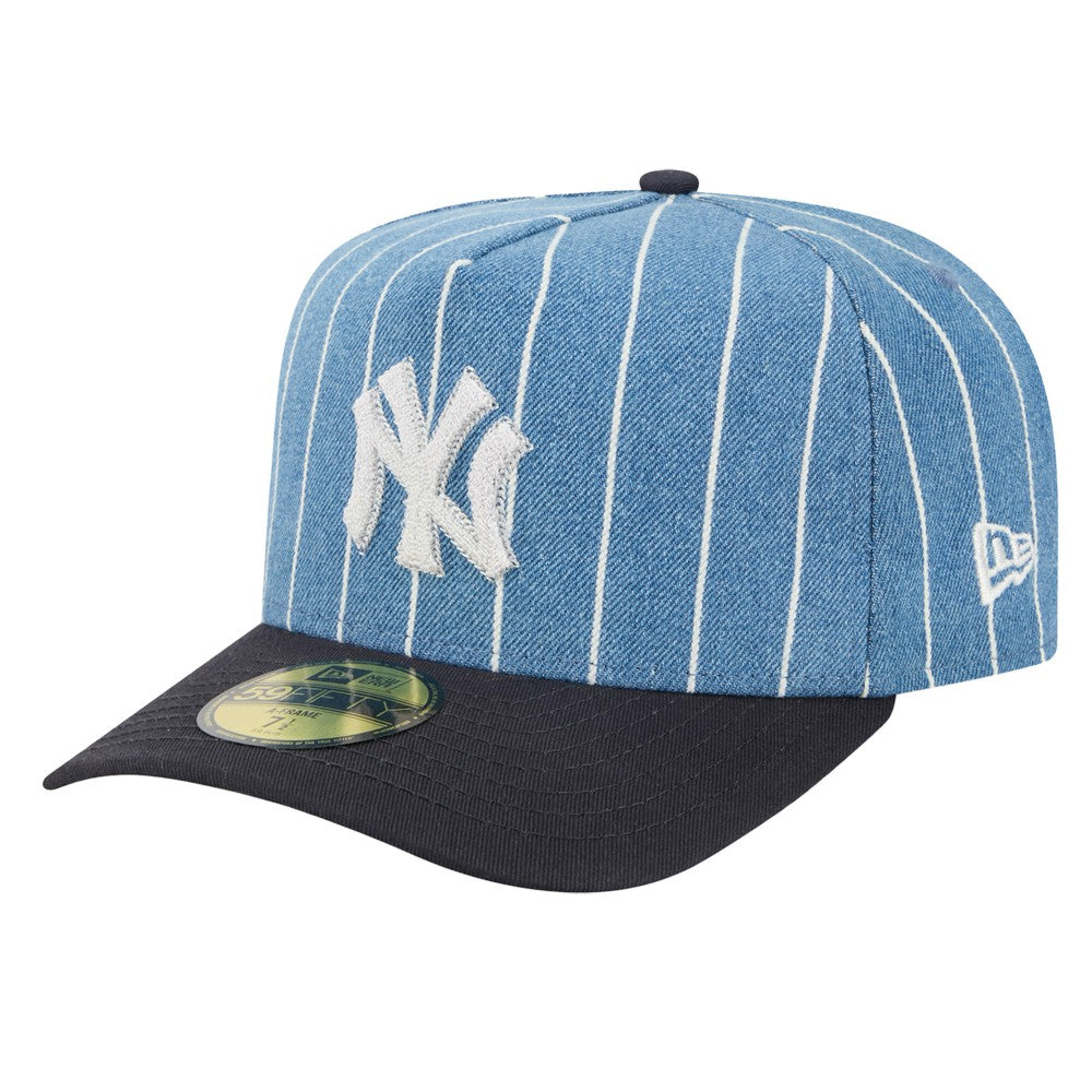 New York Yankees New Era Parallel A-Frame 59FIFTY Fitted Hat - Blue/Navy Hats