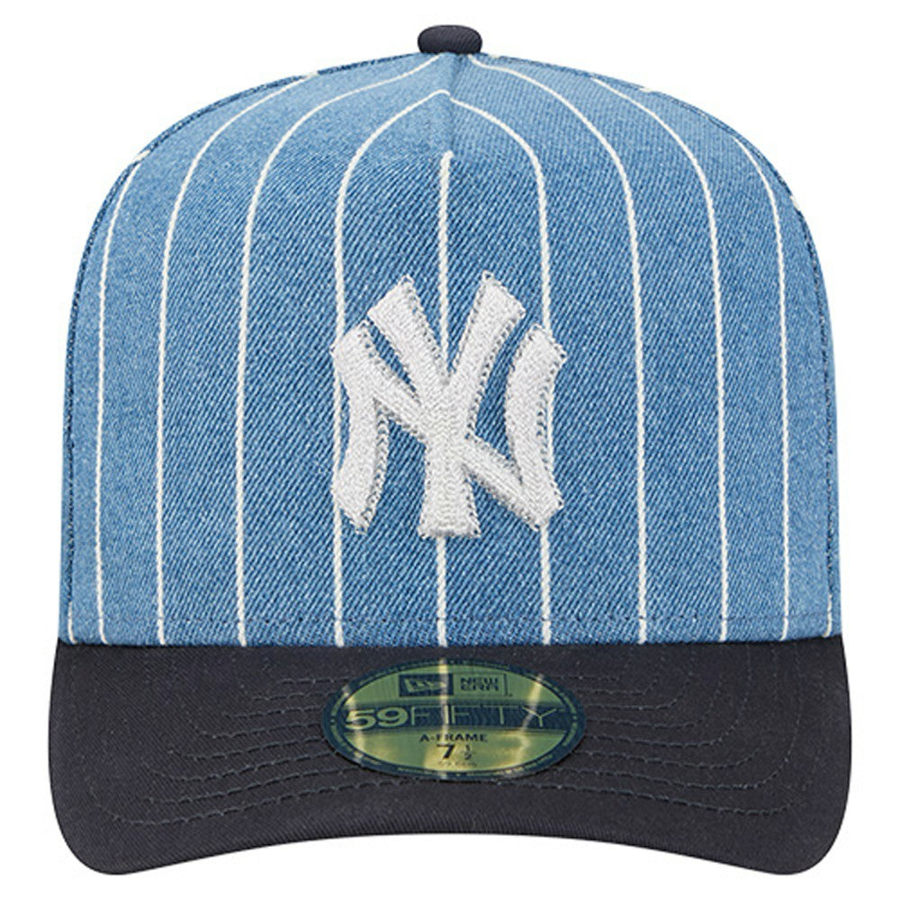 New York Yankees New Era Parallel A-Frame 59FIFTY Fitted Hat - Blue/Navy Hats