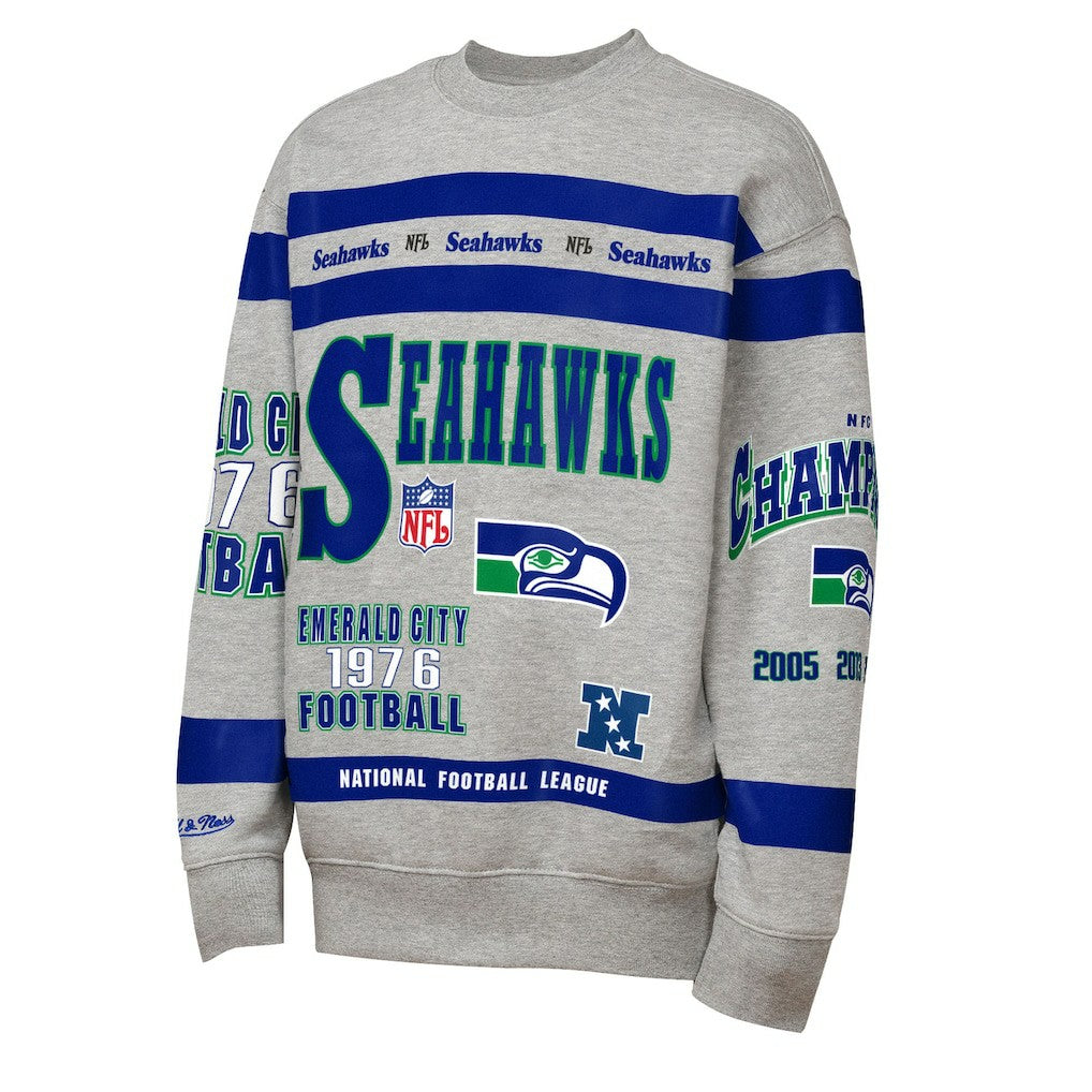 Seattle Seahawks Youth Throwback All-Over Print Fleece Sweatshirt Gray