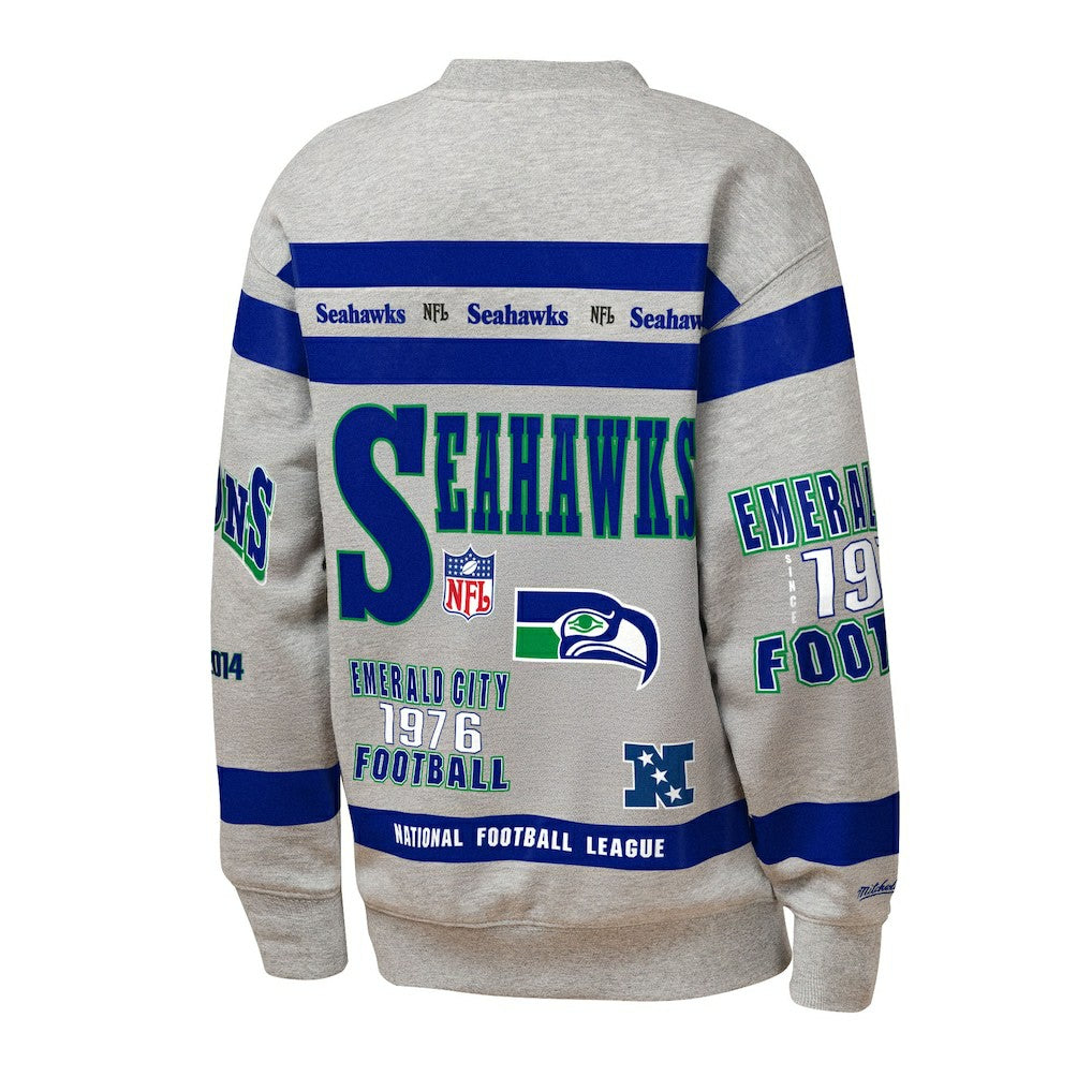 Seattle Seahawks Youth Throwback All-Over Print Fleece Sweatshirt Gray