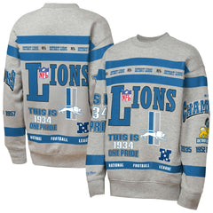 Detroit Lions Youth Throwback All-Over Print Fleece Sweatshirt Gray