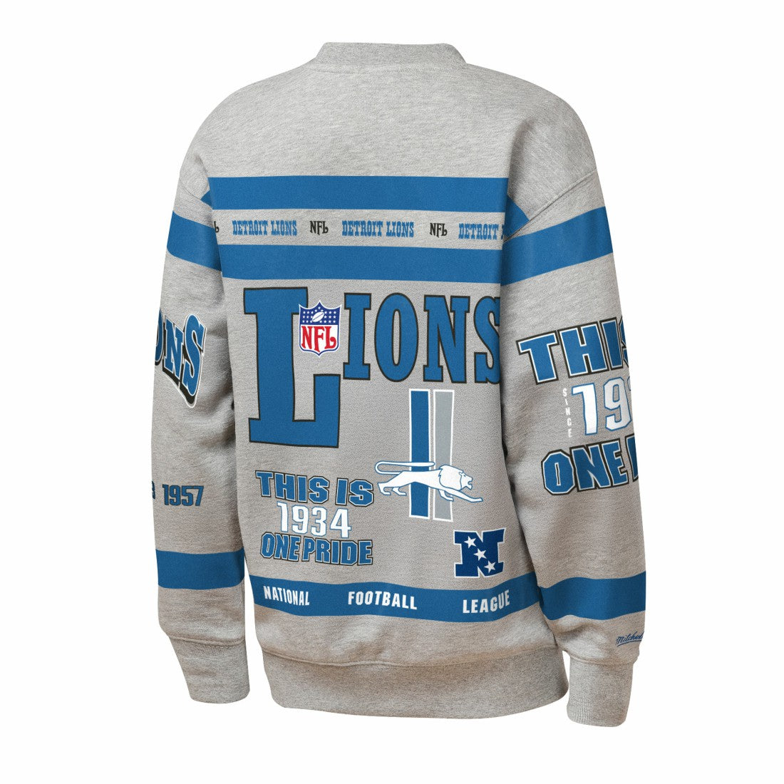 Detroit Lions Youth Throwback All-Over Print Fleece Sweatshirt Gray