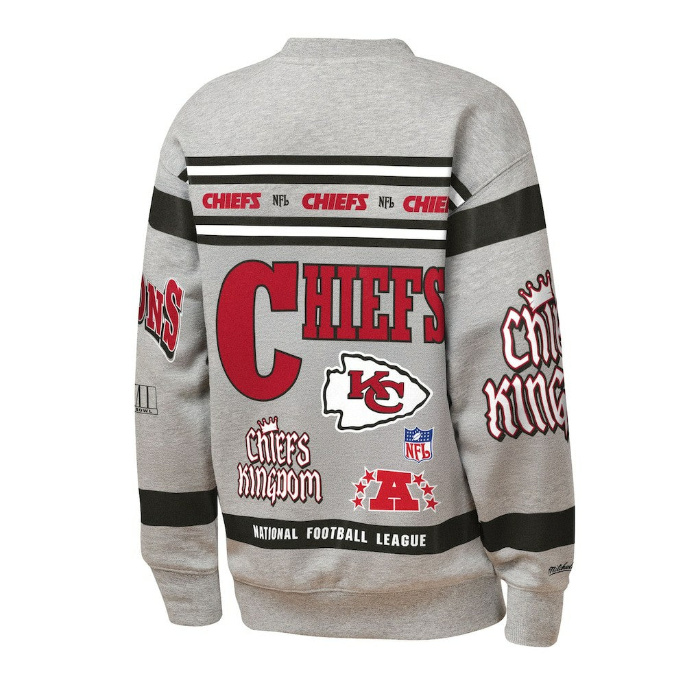 Kansas City Chiefs Youth Throwback All-Over Print Fleece Sweatshirt Gray