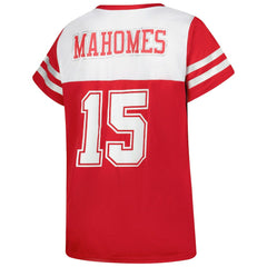 Patrick Mahomes Kansas City Chiefs Women's Plus Size Bling V-Neck T-Shirt White