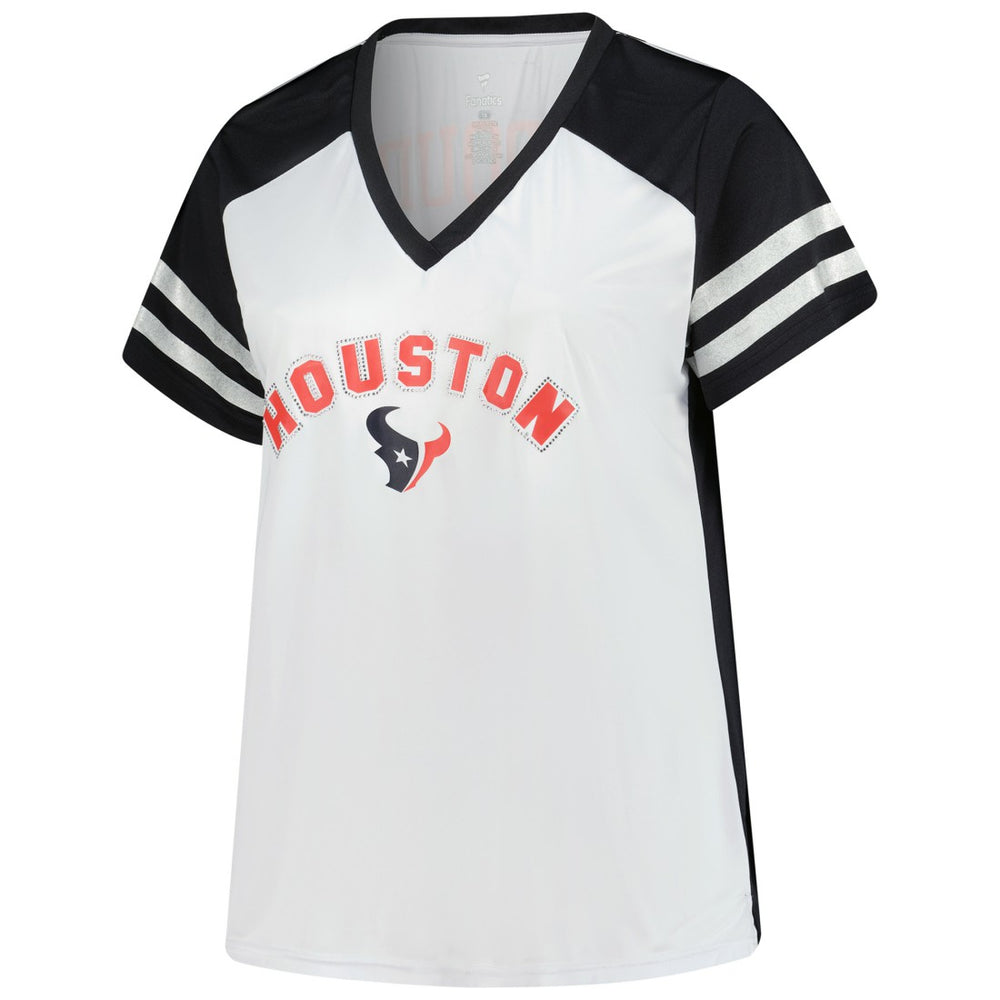 C.J. Stroud Houston Texans Women's Plus Size Bling V-Neck T-Shirt White