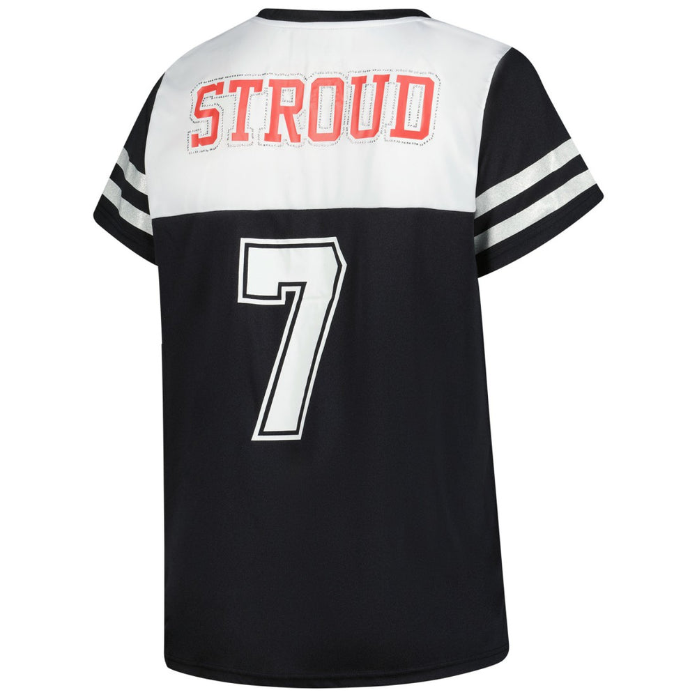 C.J. Stroud Houston Texans Women's Plus Size Bling V-Neck T-Shirt White