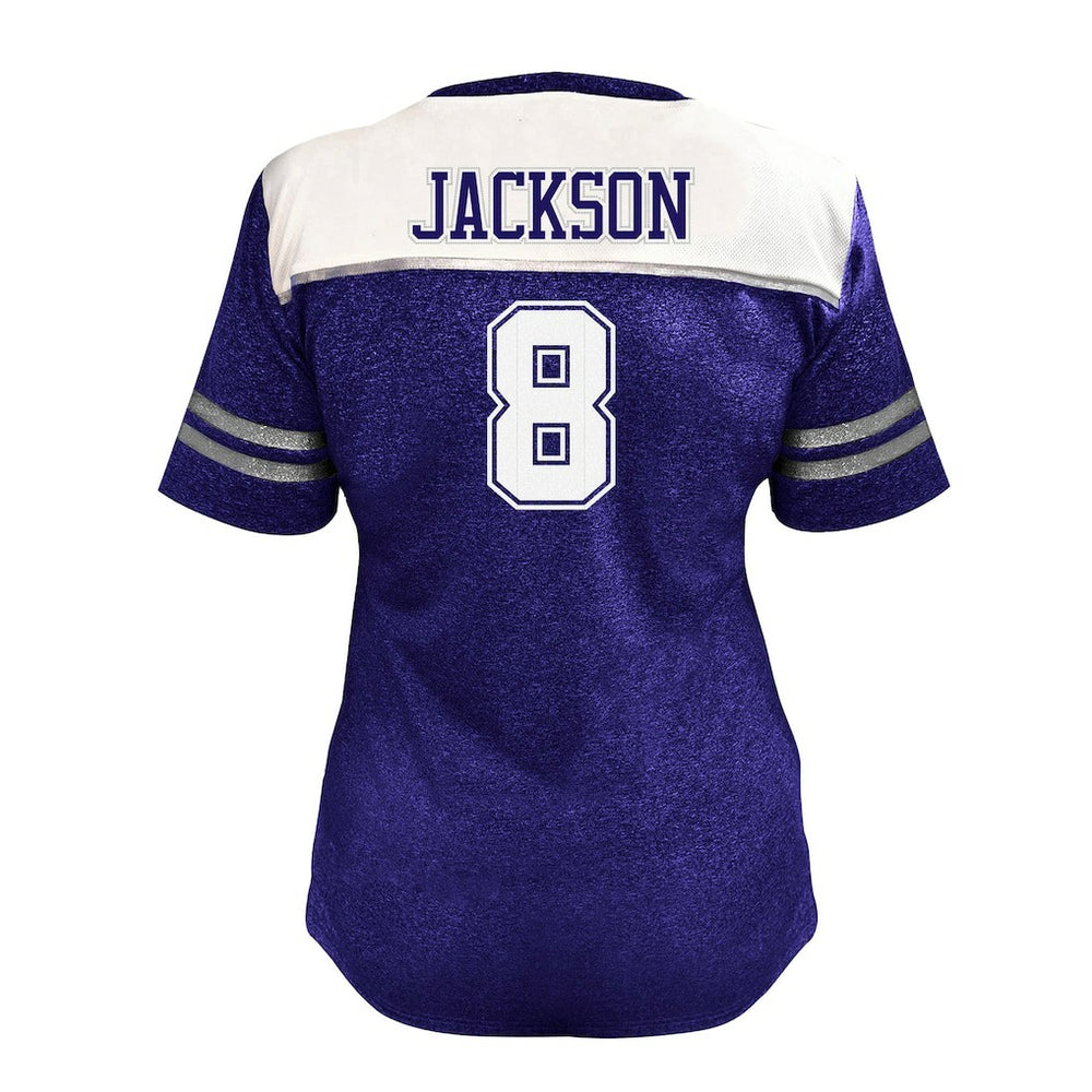 Lamar Jackson Baltimore Ravens Women's Plus Size Bling V-Neck T-Shirt White