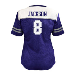Lamar Jackson Baltimore Ravens Women's Plus Size Bling V-Neck T-Shirt White