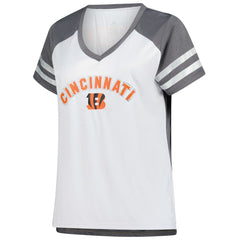 Joe Burrow Cincinnati Bengals Women's Plus Size Bling V-Neck T-Shirt White