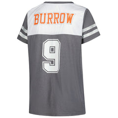 Joe Burrow Cincinnati Bengals Women's Plus Size Bling V-Neck T-Shirt White