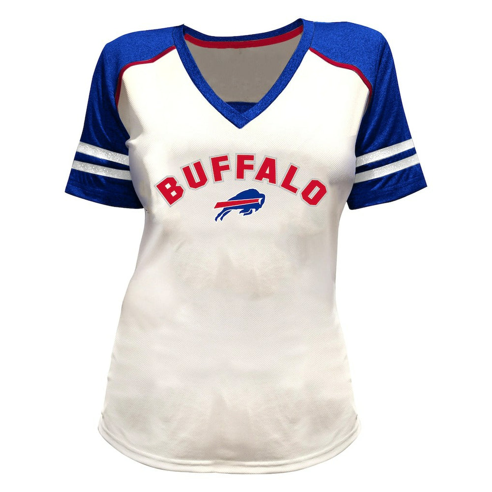 Josh Allen Buffalo Bills Women's Plus Size Bling V-Neck T-Shirt White