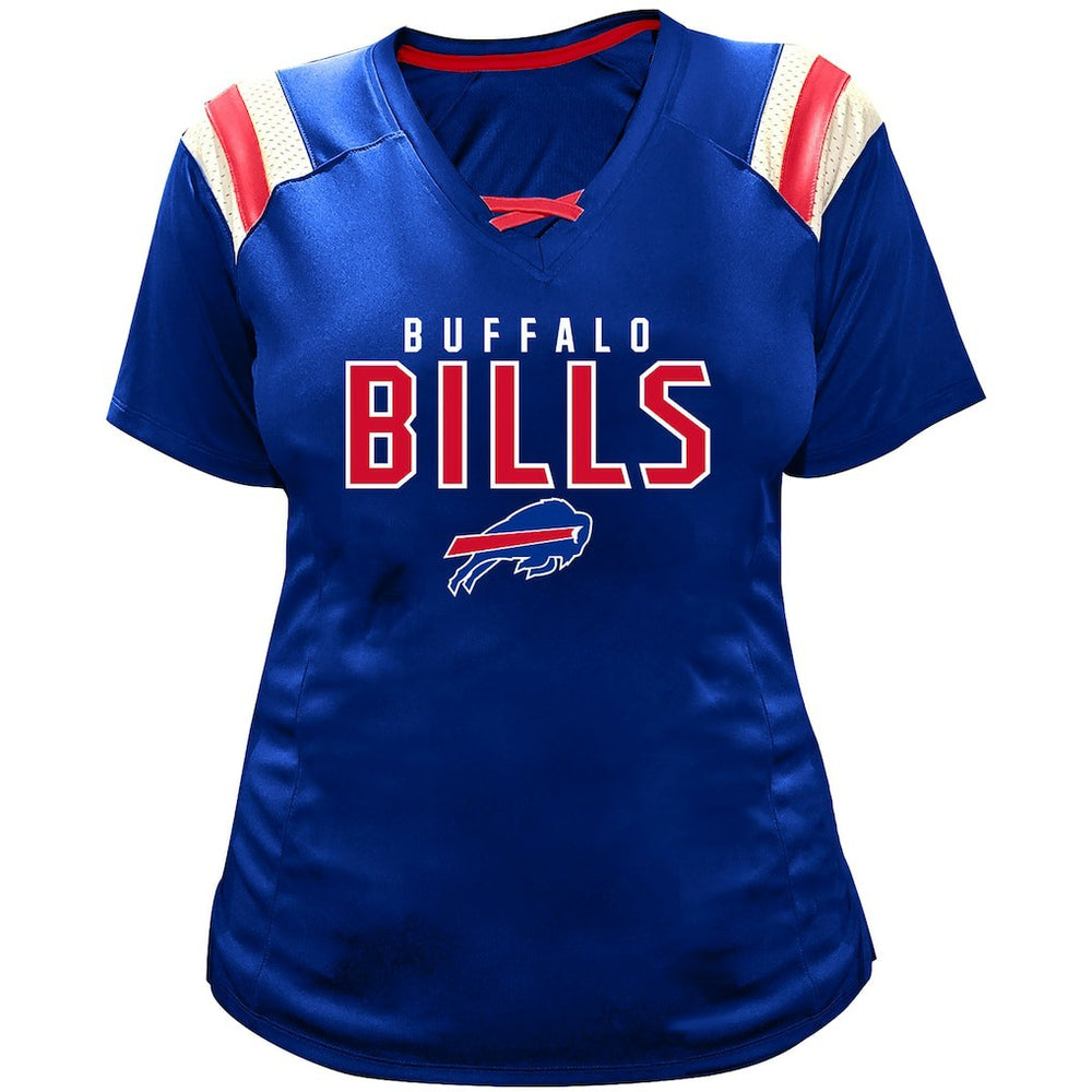 Josh Allen Buffalo Bills Women's Plus Size Name & Number Raglan Lace V-Neck T-Shirt Royal