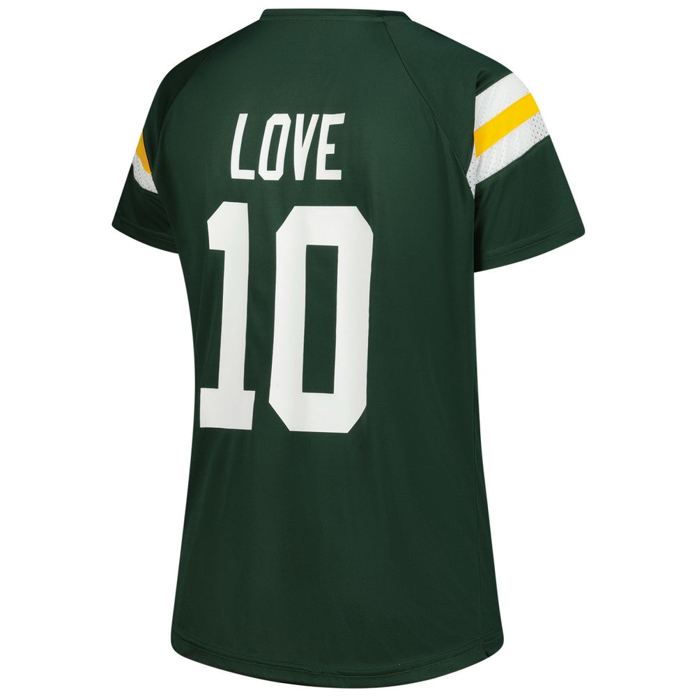 Jordan Love Green Bay Packers Women's Plus Size Name & Number Raglan Lace V-Neck T-Shirt Green