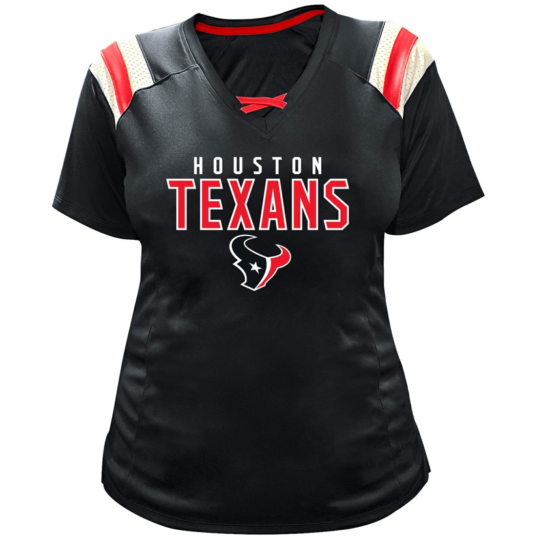 C.J. Stroud Houston Texans Women's Plus Size Name & Number Raglan Lace V-Neck T-Shirt Navy