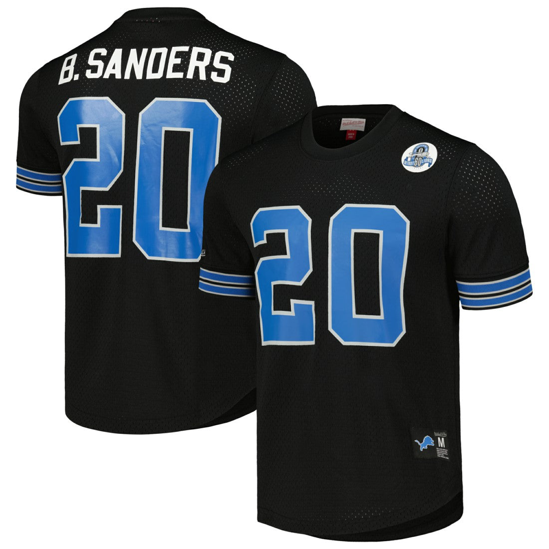 Barry Sanders Detroit Lions Big & Tall Mesh Player Name & Number Shirt Black