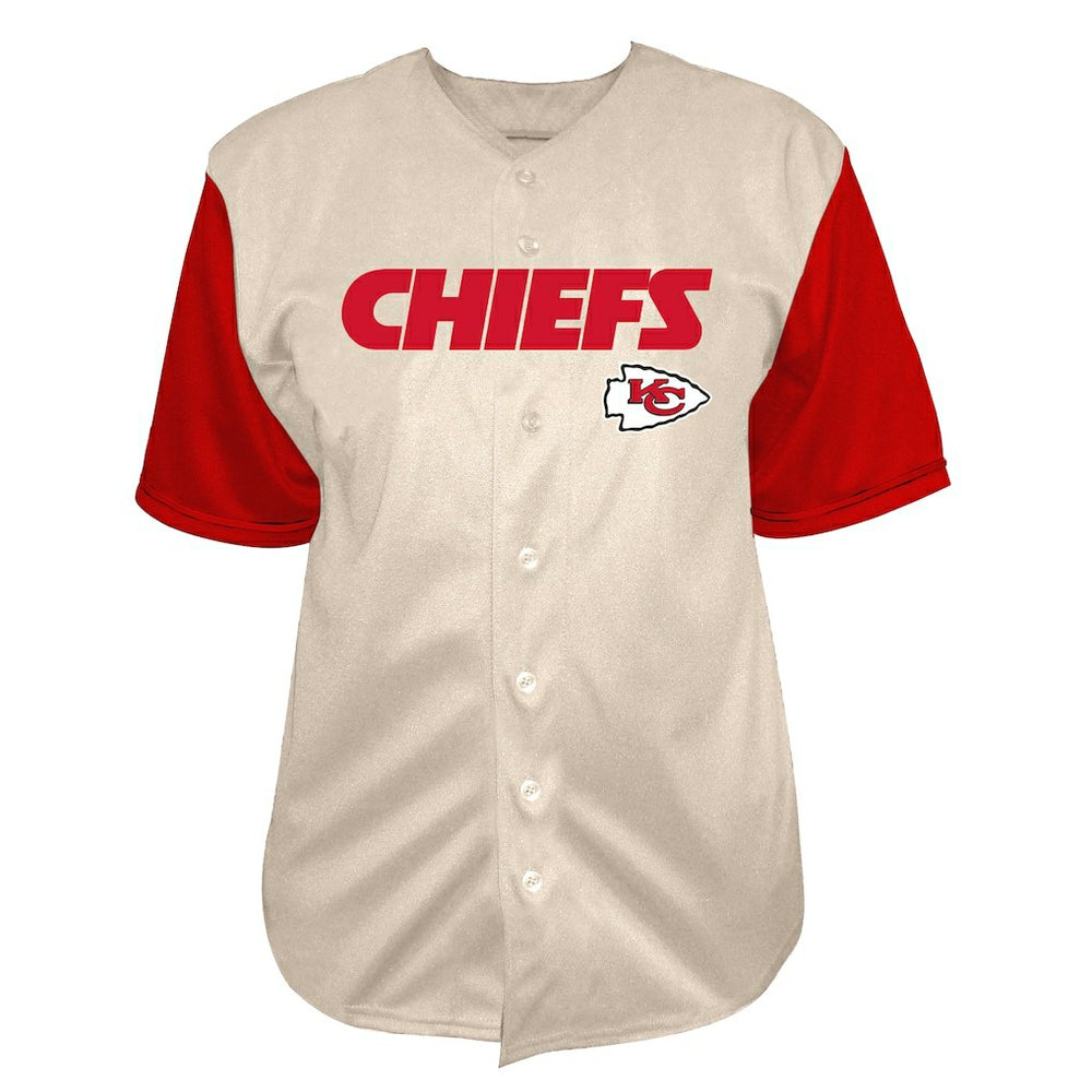 Patrick Mahomes Kansas City Chiefs Big & Tall Baseball Button-Up Shirt Cream