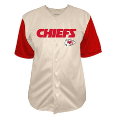 Patrick Mahomes Kansas City Chiefs Big & Tall Baseball Button-Up Shirt Cream