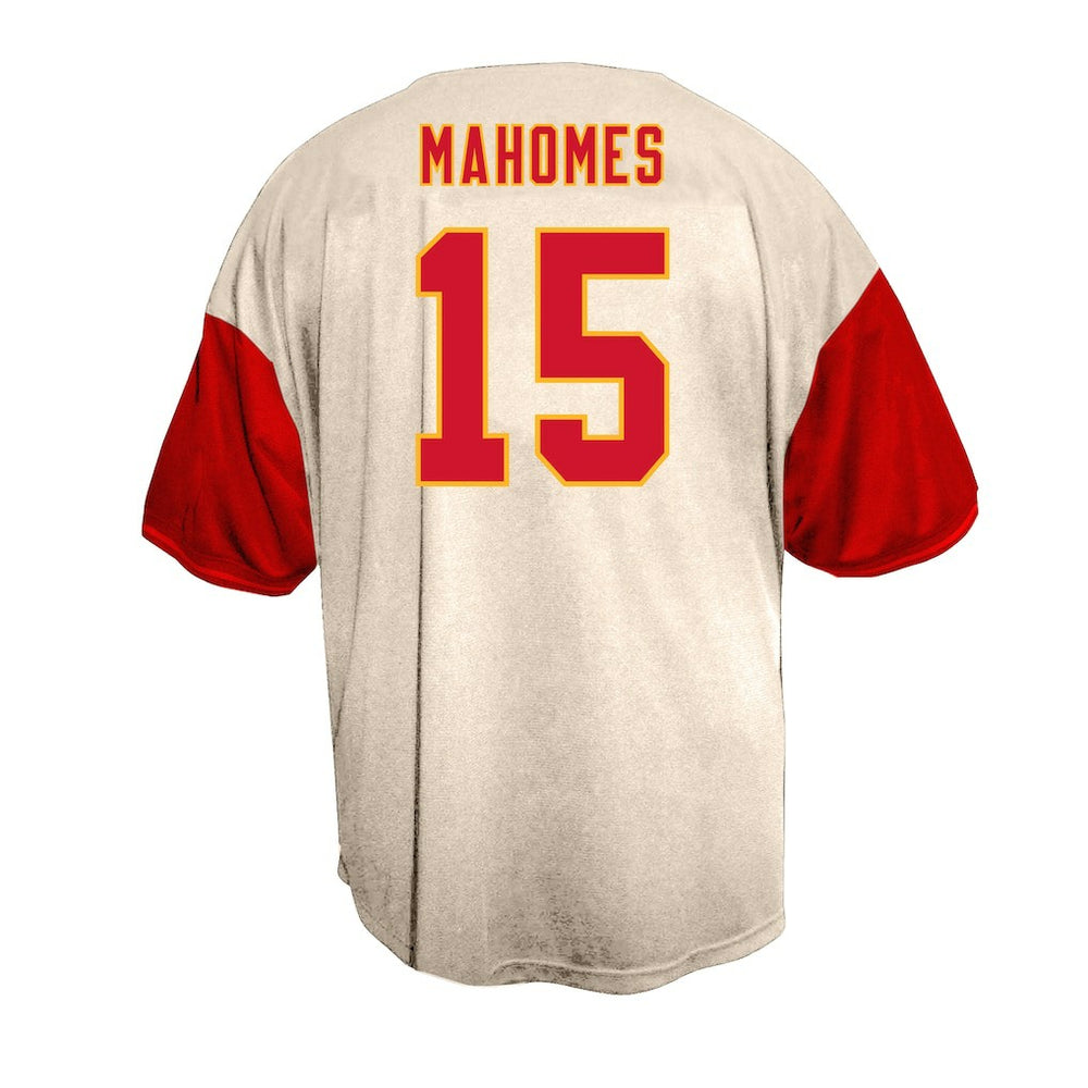 Patrick Mahomes Kansas City Chiefs Big & Tall Baseball Button-Up Shirt Cream