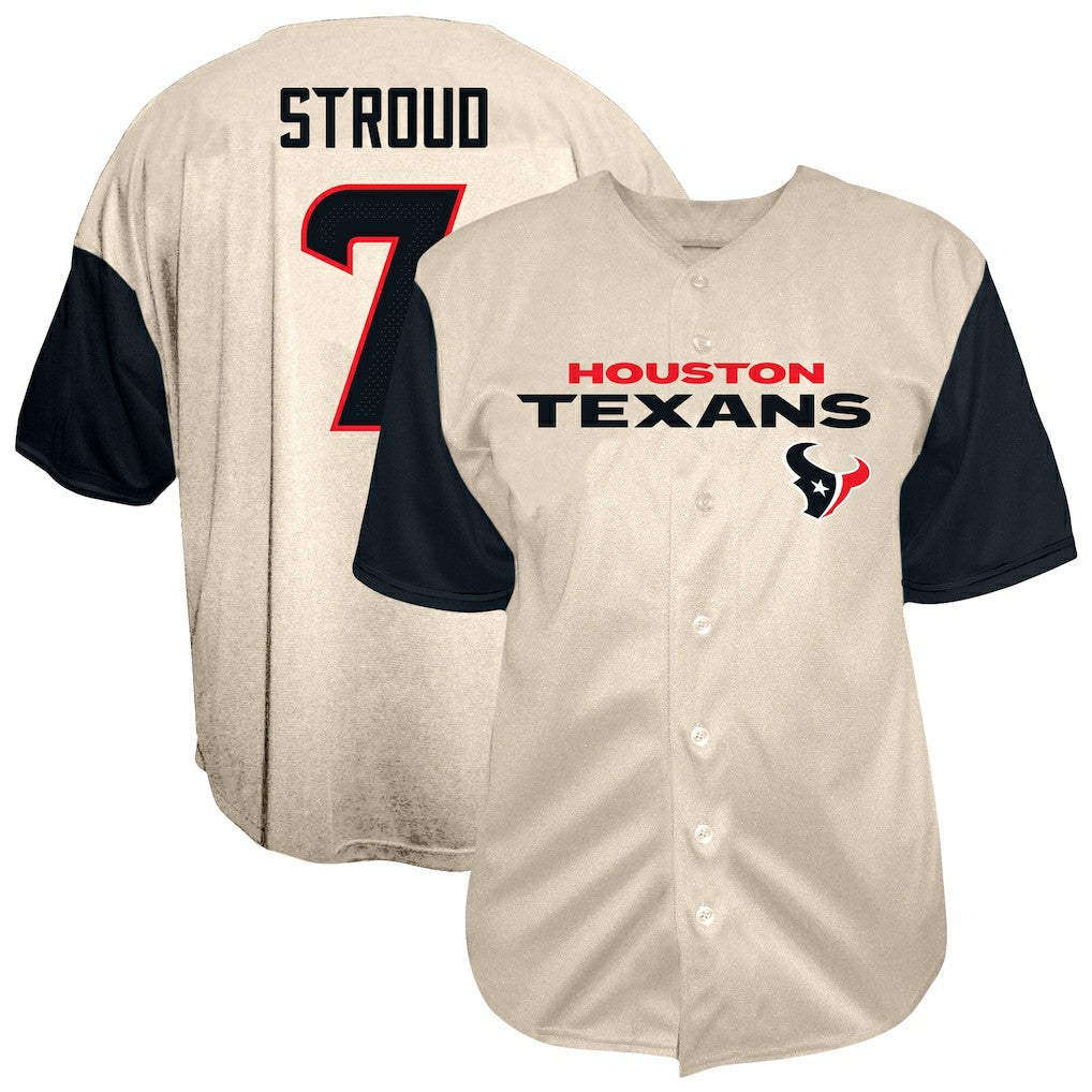 C.J. Stroud Houston Texans Big & Tall Baseball Button-Up Shirt Cream