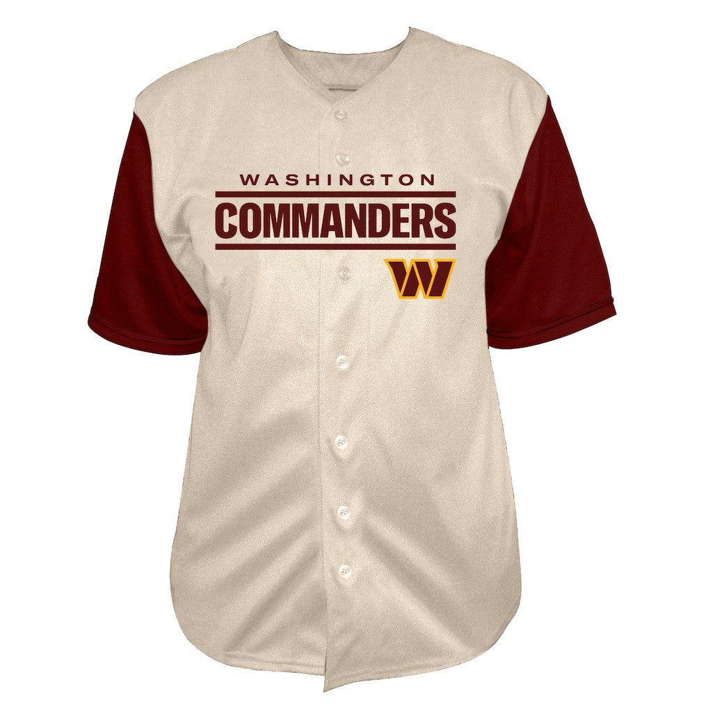 Jayden Daniels Washington Commanders Big & Tall Baseball Button-Up Shirt Cream