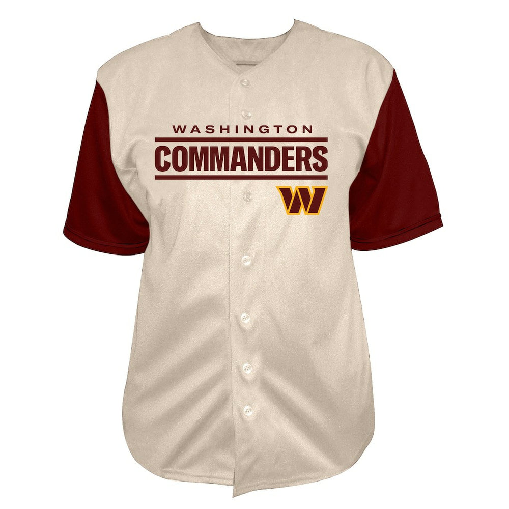 Jayden Daniels Washington Commanders Big & Tall Baseball Button-Up Shirt Cream