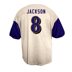 Lamar Jackson Baltimore Ravens Big & Tall Baseball Button-Up Shirt Cream