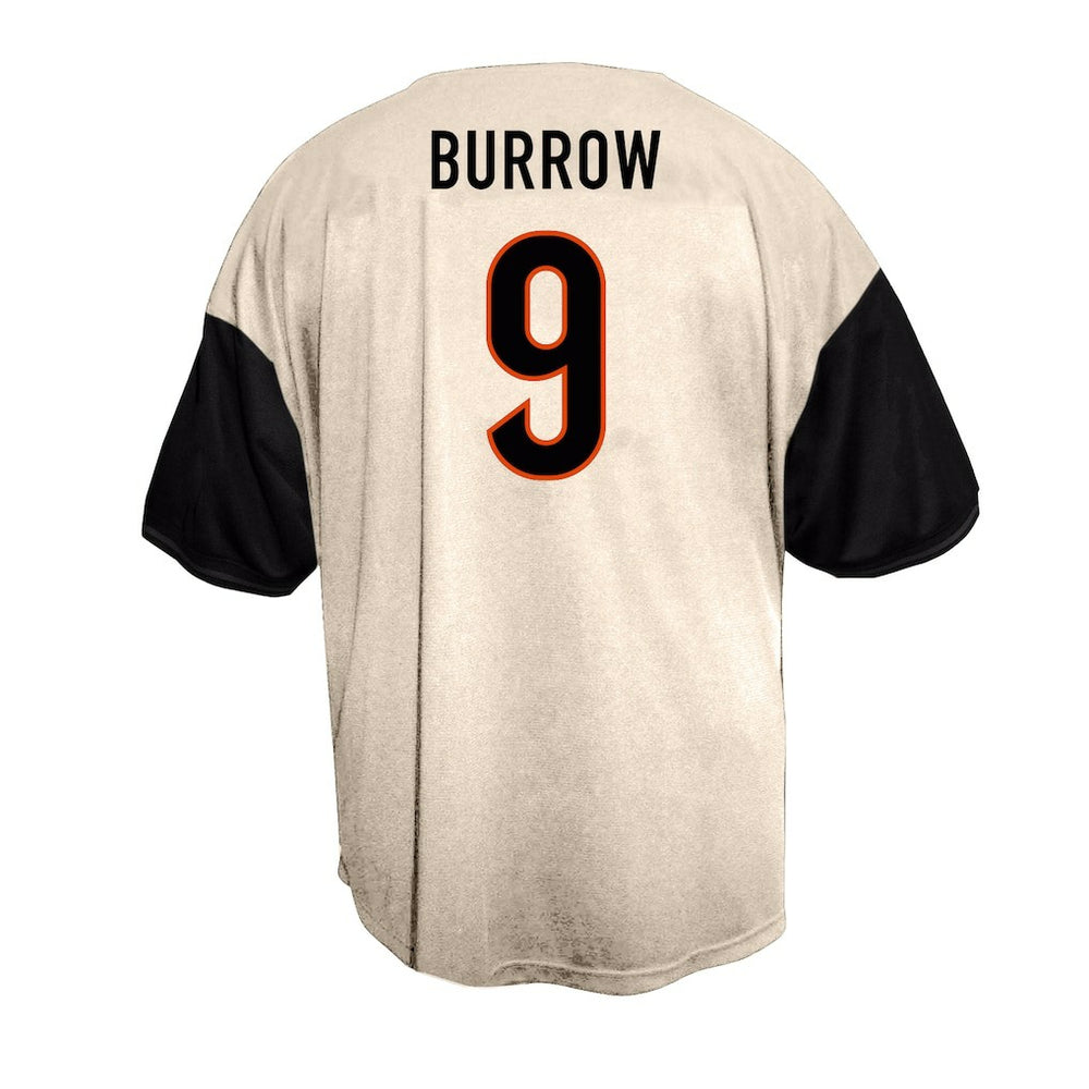 Joe Burrow Cincinnati Bengals Big & Tall Baseball Button-Up Shirt Cream