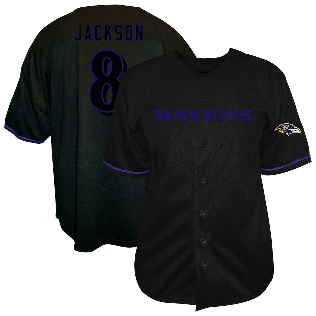 Lamar Jackson Baltimore Ravens Big & Tall Baseball Button-Up Shirt Black