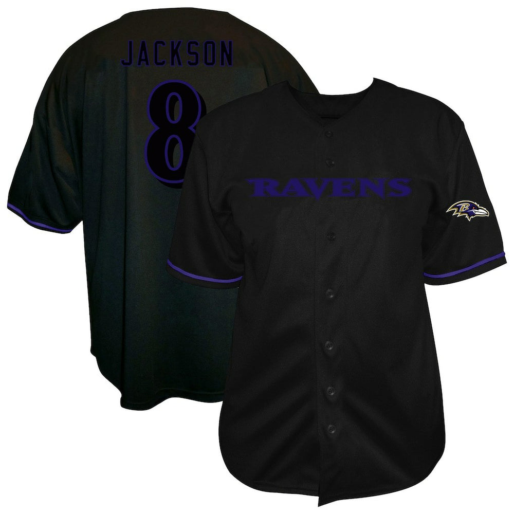 Lamar Jackson Baltimore Ravens Big & Tall Baseball Button-Up Shirt Black