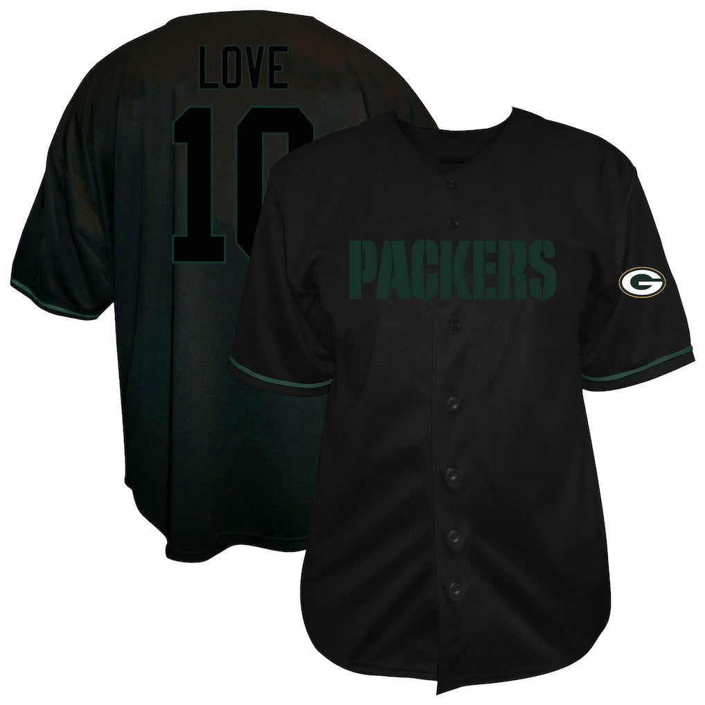 Jordan Love Green Bay Packers Big & Tall Baseball Button-Up Shirt Black
