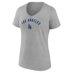 Los Angeles Dodgers Fanatics Women's V-Neck T-Shirt - Heather Gray T-shirts