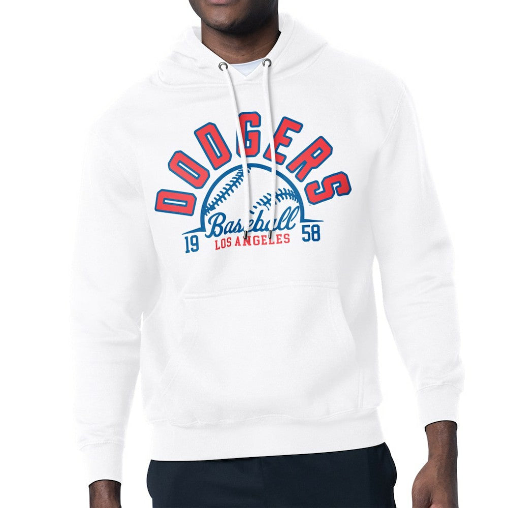 Los Angeles Dodgers Starter Half Ball Team Graphic Pullover Hoodie - White Hoodies
