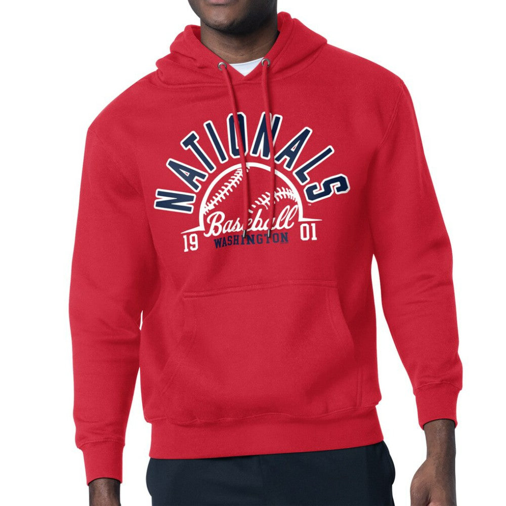 Washington Nationals Starter Half Ball Team Graphic Pullover Hoodie - Red Hoodies