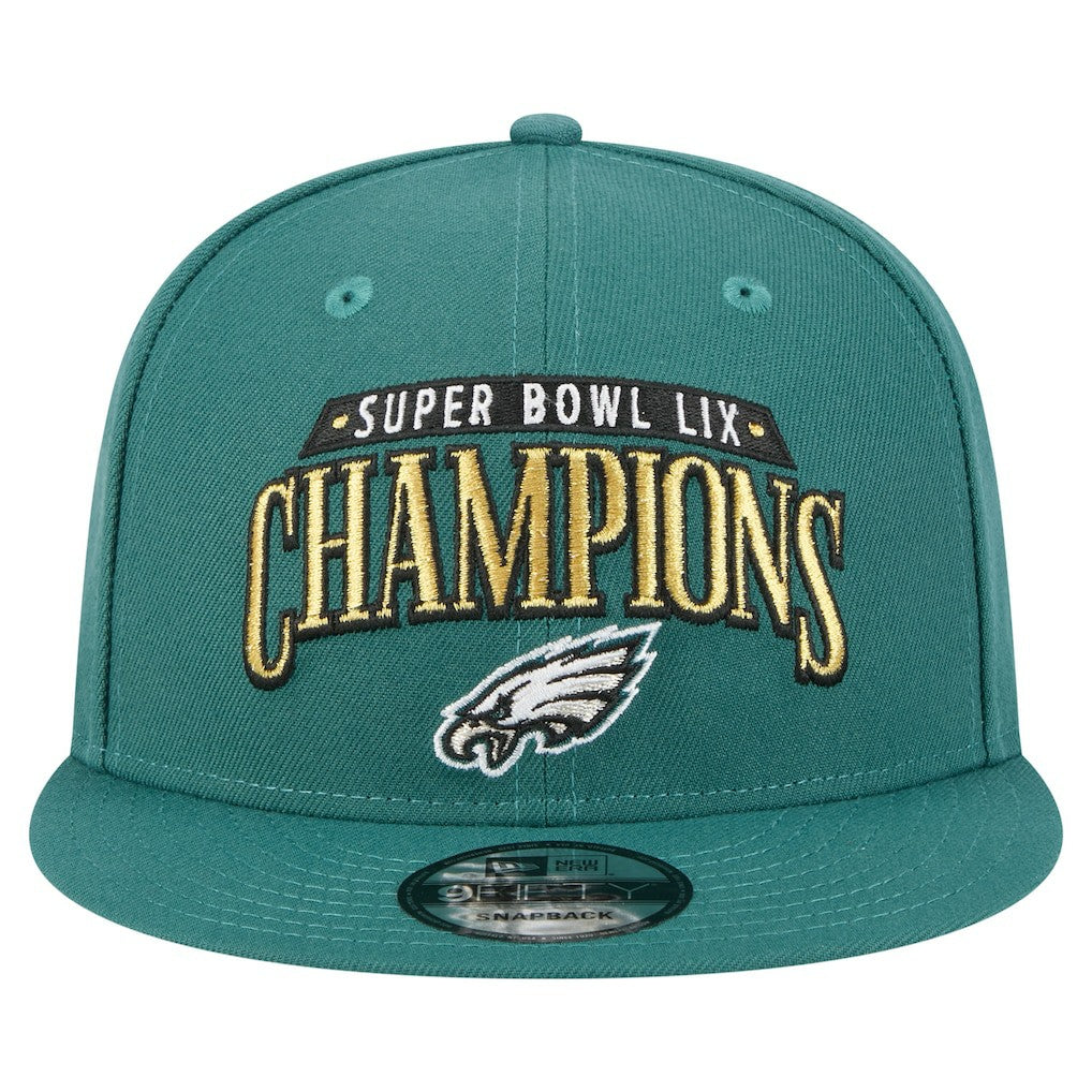 Philadelphia Eagles New Era Super Bowl LIX Champions 9FIFTY Snapback Hat Midnight Green