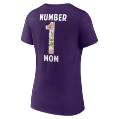Baltimore Ravens Women's Number 1 Mom Floral V-Neck T-Shirt Purple